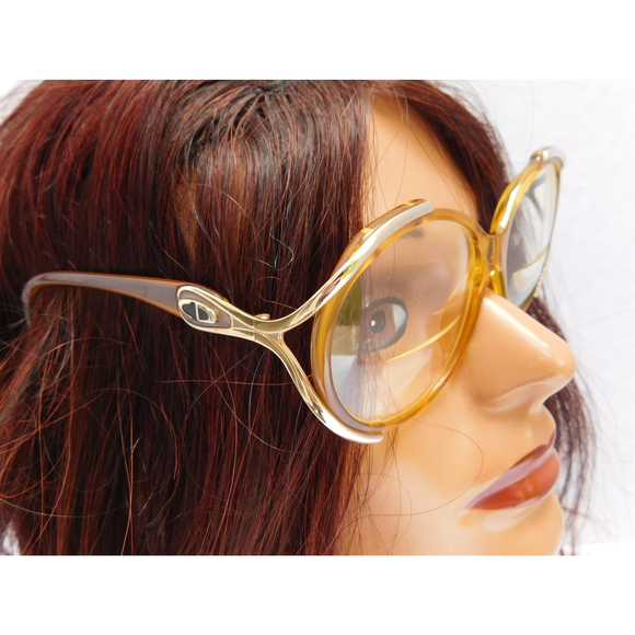 VINTAGE 70'S CHRISTIAN DIOR AMBER/GOLD FRAME GLASSES - Picture 1 of 5